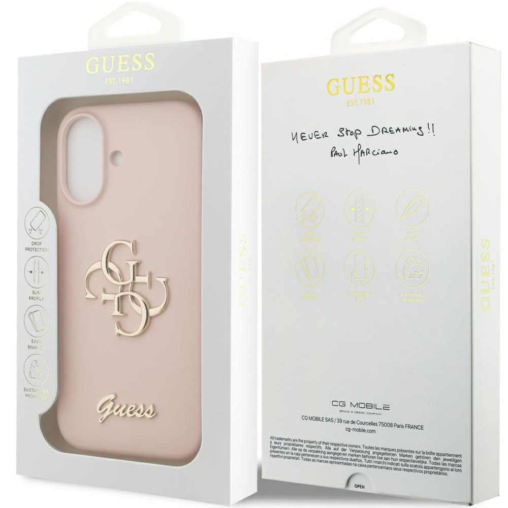  Etui Guess Hardcase Silicone Big 4G Script do iPhone 17, jasnoróżowe
